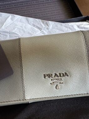 Prada Saffiano Leather Continental Wallet – Gray – Box & tag included